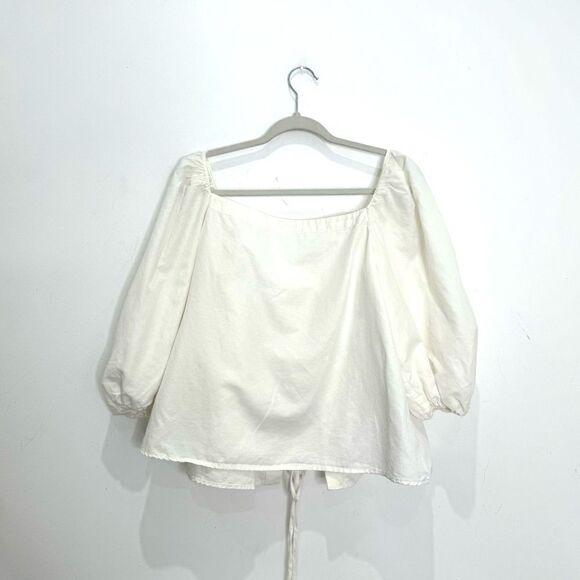 Cult Gaia Aurel white cotton linen tie front top - Picture 11 of 11